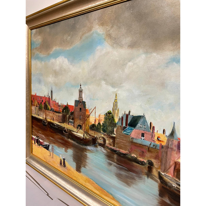 Signed and dated framed art painting.