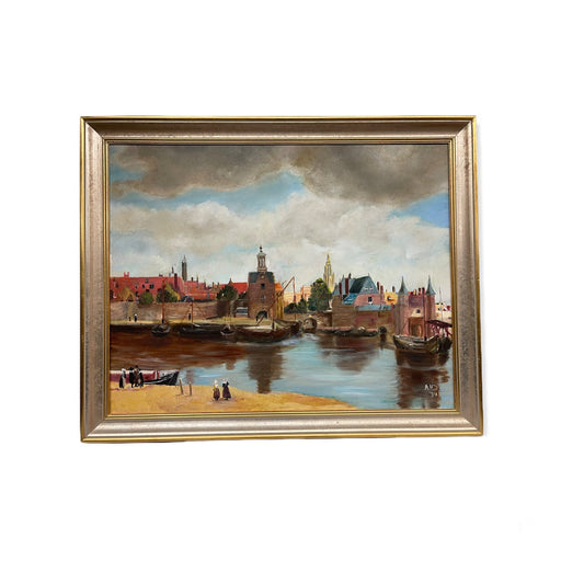 Signed and dated framed art painting.