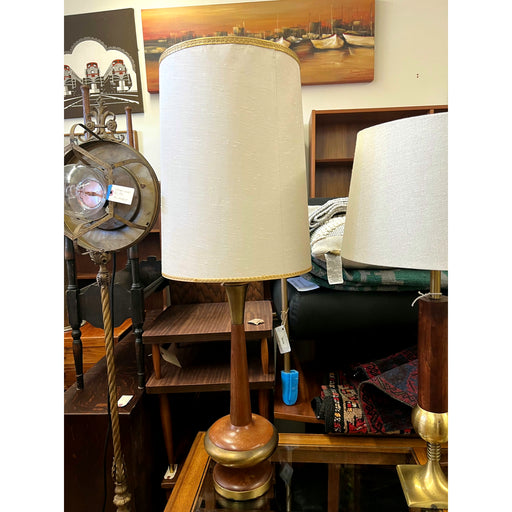 Tall Vintage Mid Century Modern Lamp with Brass Accents