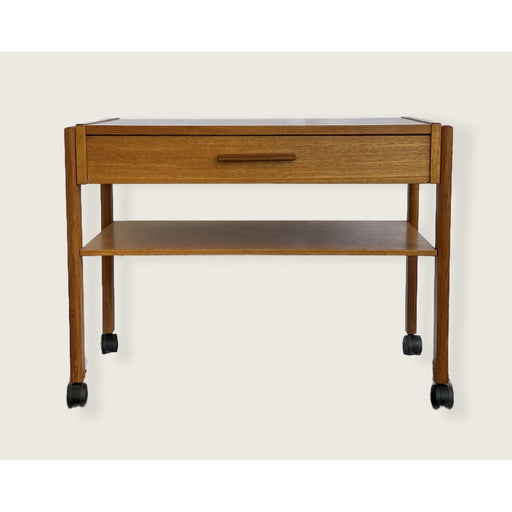 Vintage Danish Mid Century End Table With Casters