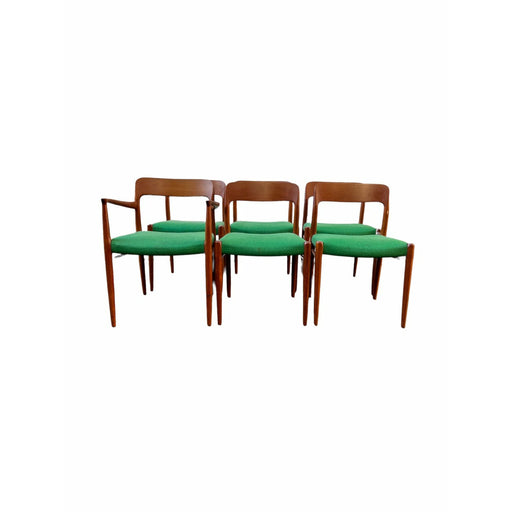Vintage Danish Mid Century Modern Dining Chairs by NO Moller for JL Moller Stamped Set of 6 (Available for Online Purchase Only)