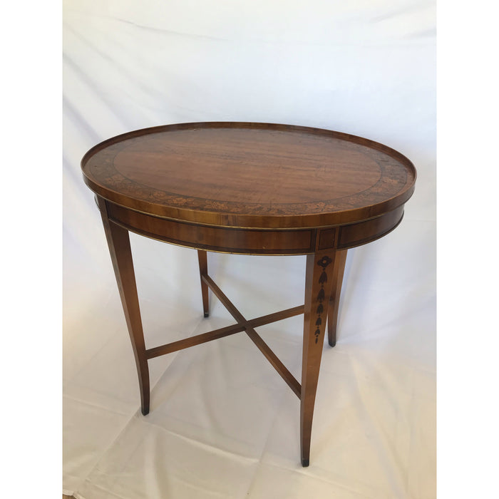 Vintage Demilune Round Table w/ Inlay Detail on Legs( Available by online purchase only)