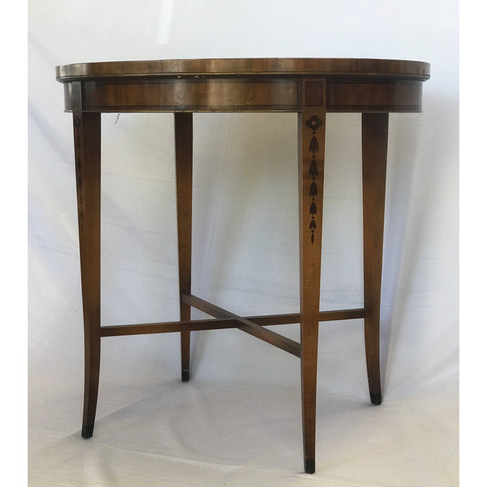 Vintage Demilune Round Table w/ Inlay Detail on Legs( Available by online purchase only)