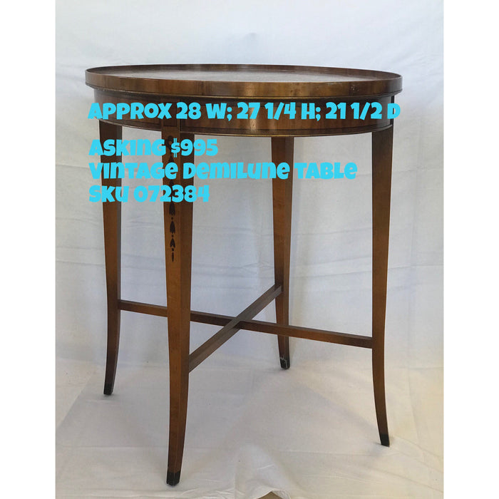 Vintage Demilune Round Table w/ Inlay Detail on Legs( Available by online purchase only)