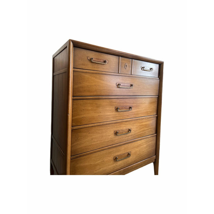 Vintage Drexel Solid Pecan Mid Century Modern Dresser Designed by James Bouffard