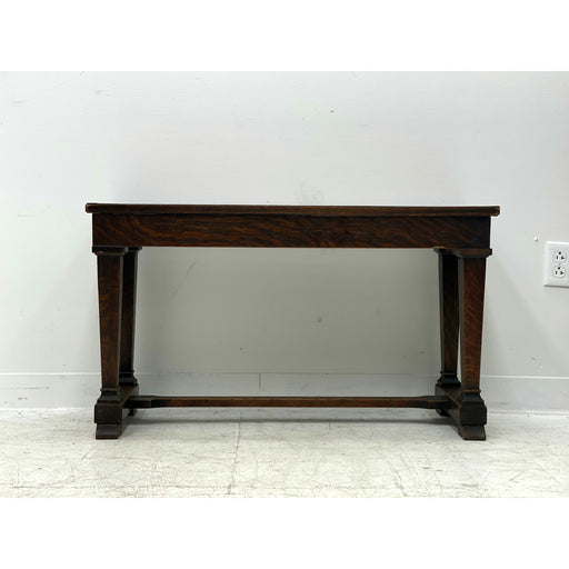 Vintage Early 1900s Bench with Storage with Figured Oak Wood