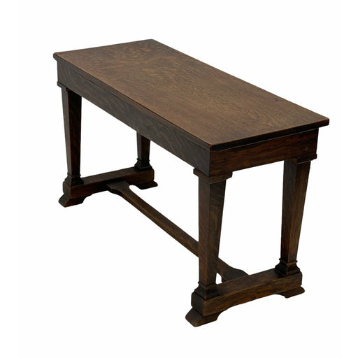 Vintage Early 1900s Bench with Storage with Figured Oak Wood