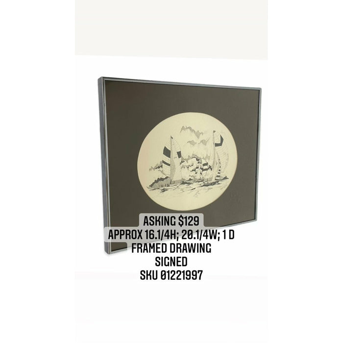 Vintage Framed Drawing Signed