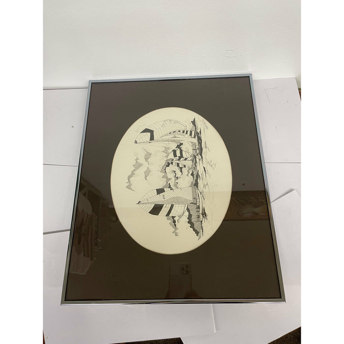 Vintage Framed Drawing Signed