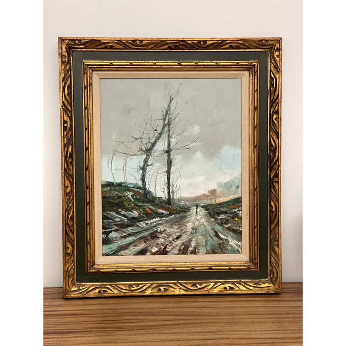 Vintage Framed Signed painting Abstract Scene