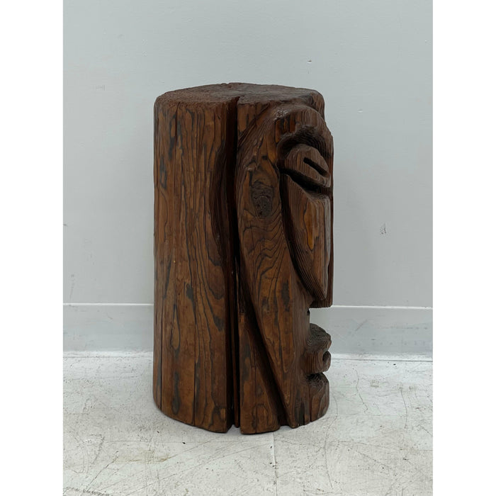 Vintage Hand Carved Wooden Plant Stand Table