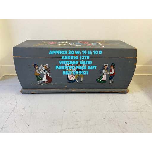 Vintage Hand painted Folk Art Wooden Chest