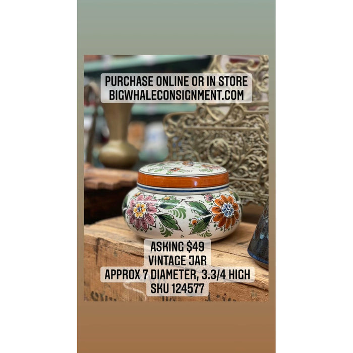 Vintage Jar with Floral Details