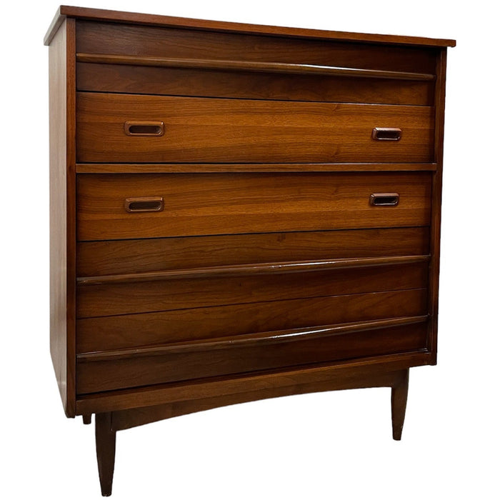 Vintage Mid Century Modern Highboy Dresser with Dovetail Drawers