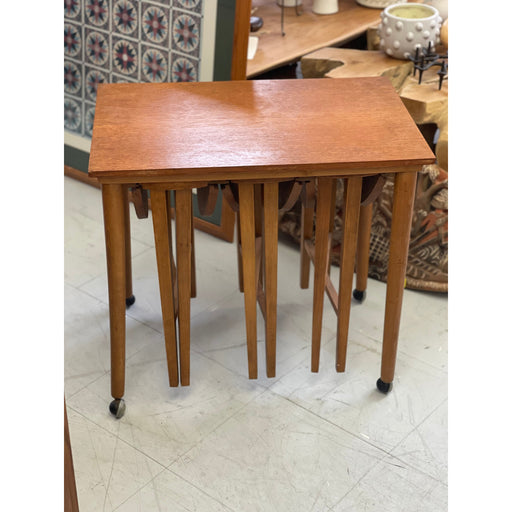 Vintage Mid Century Modern Nesting Tables on Casters UK Import