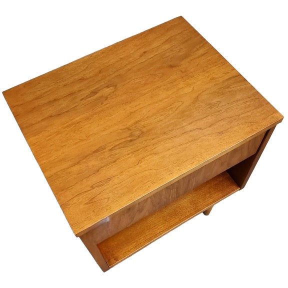 Vintage Mid Century Modern Walnut 1 Drawer Side Table Stand