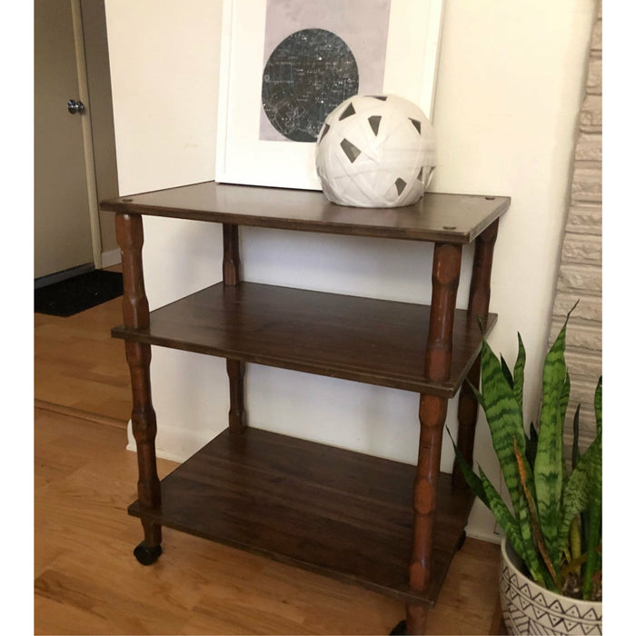 Vintage Mid Century Wooden Shelving Bar Cart