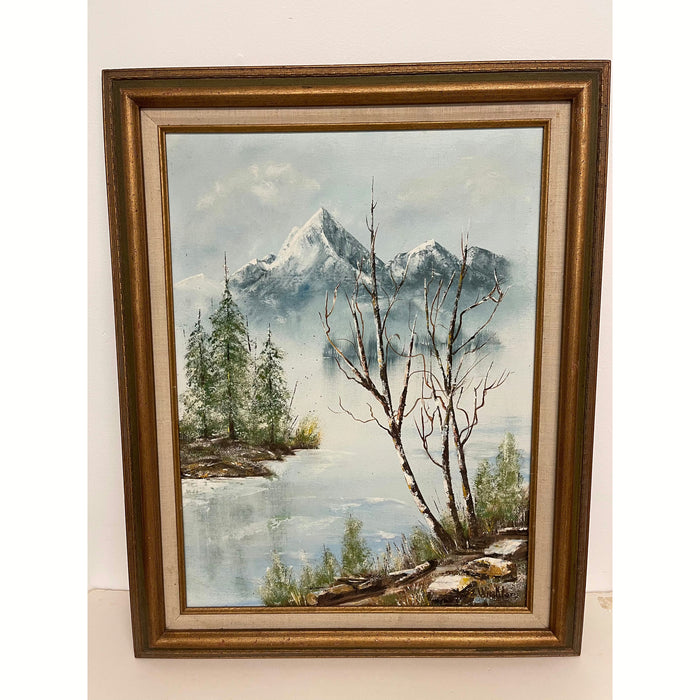 Vintage Painting of Winter Landscape