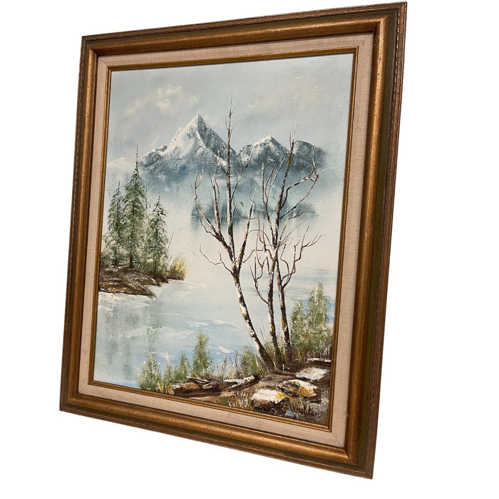 Vintage Painting of Winter Landscape