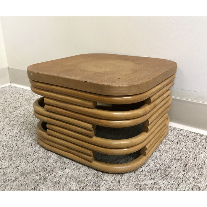 Vintage Paul Frankl Stacked Rattan Square Mini Accent Table