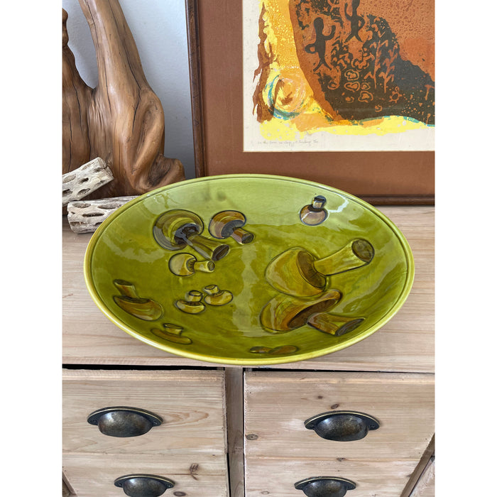 Vintage Plate with Mushroom Design with Interesting Glaze