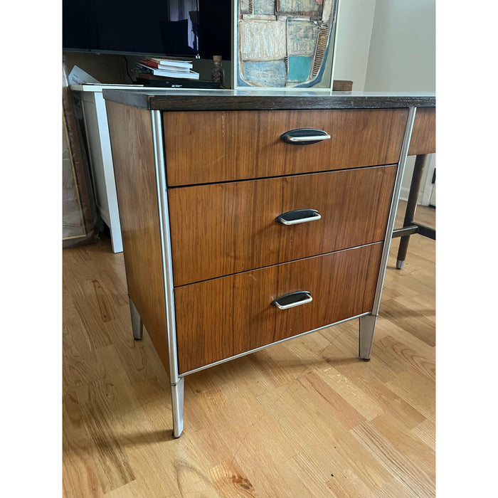 Vintage Raymond Loewy Mid Century Modern Industrial walnut Aluminum writing Desk (Available by Online Purchase Only)
