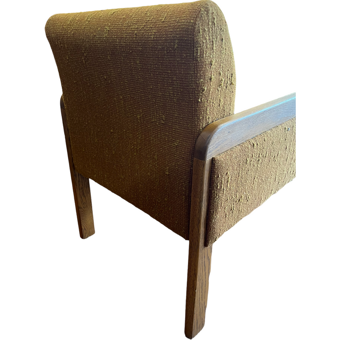 Vintage Solid Oak Upholstered Mid Century Modern Sofa Chair (Available for Online Purchase Only)