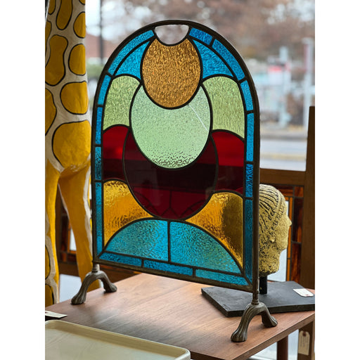 Vintage Stained Glass Decorative Fireplace Cover