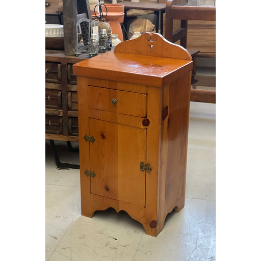 Vintage Wood Table with Interesting Hardware Possibly Circa 1970s - 1980s