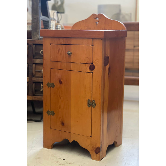 Vintage Wood Table with Interesting Hardware Possibly Circa 1970s - 1980s