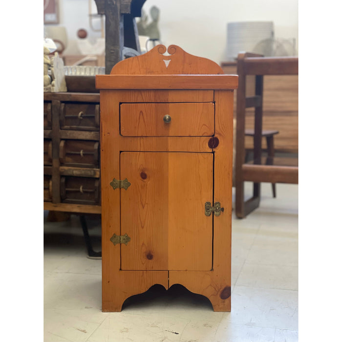 Vintage Wood Table with Interesting Hardware Possibly Circa 1970s - 1980s