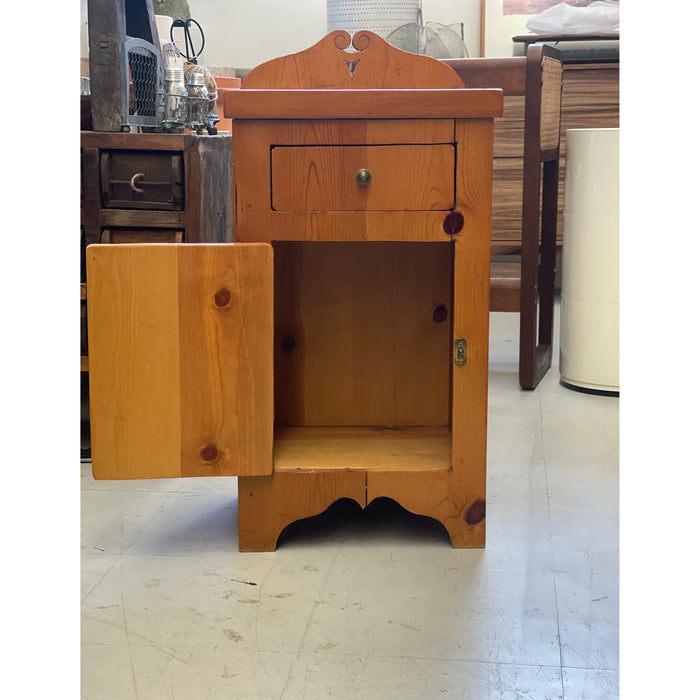 Vintage Wood Table with Interesting Hardware Possibly Circa 1970s - 1980s