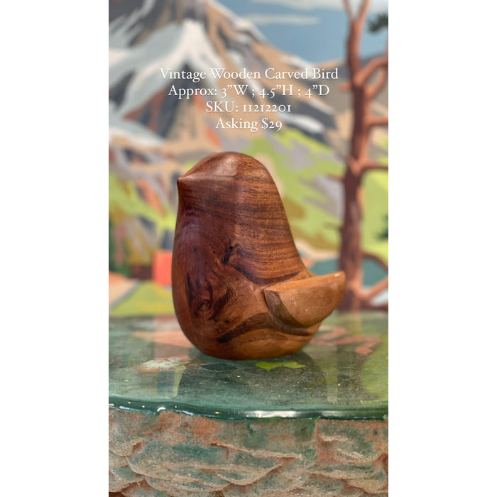 Vintage Wooden Carved Bird