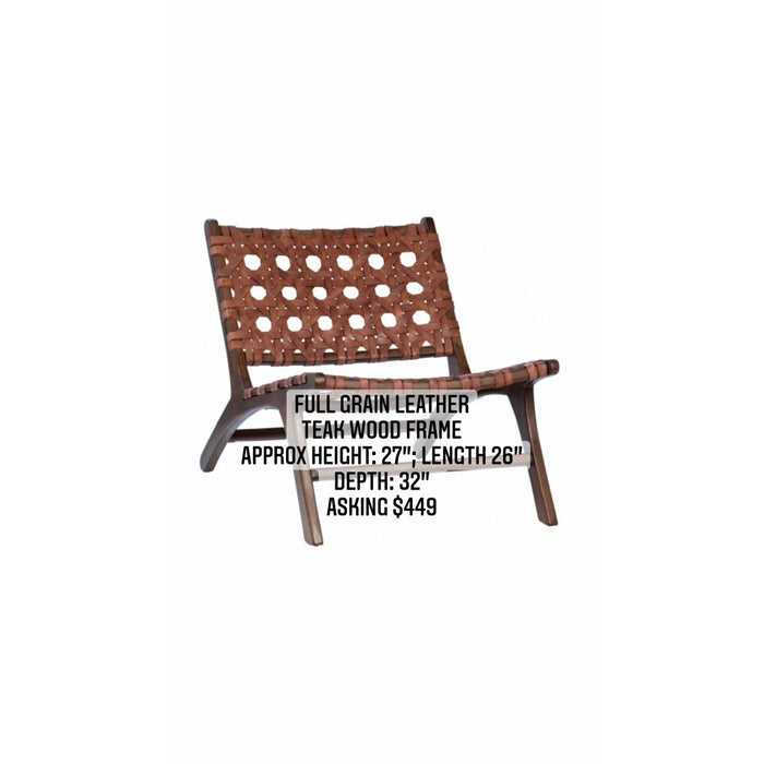 Full Grain Leather Teak Wood Frame Chair (Available by Online Purchase Only)