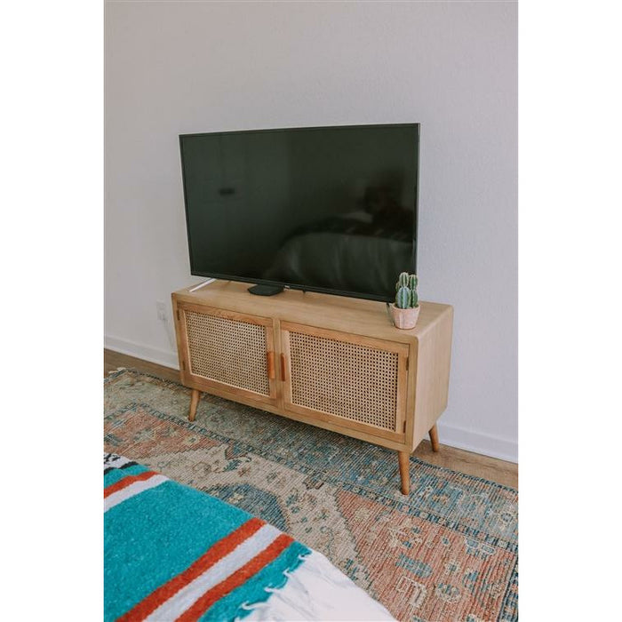 Brand New Modern Media Caned Doors Credenza Cabinet