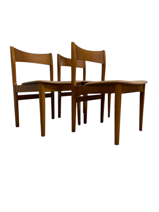 Mid-Century Modern Dining Chairs, Set of 3, Wooden Frames with Curved Backrests and Upholstered Seats