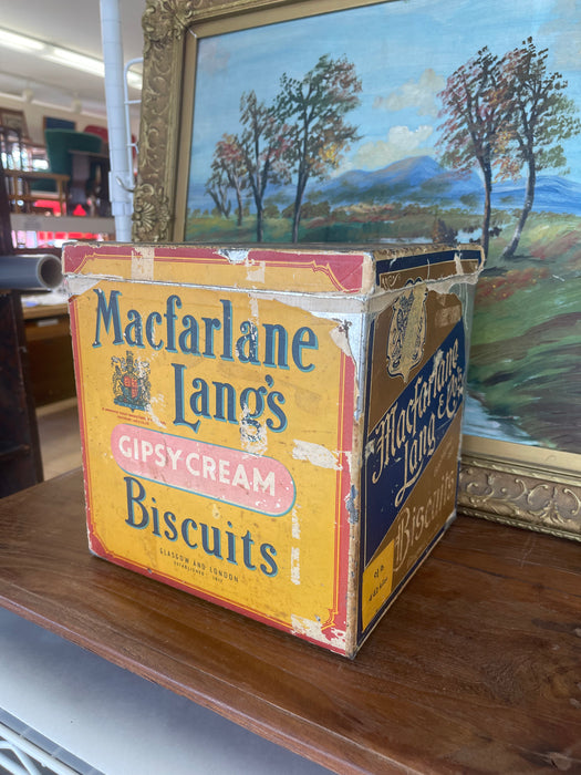 Antique Macfarlane Lang's Gipsy Cream Biscuit Tin Box, Early 20th Century, Glasgow & London