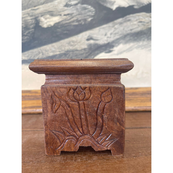 Vintage Wooden Stand Carved Floral Motif