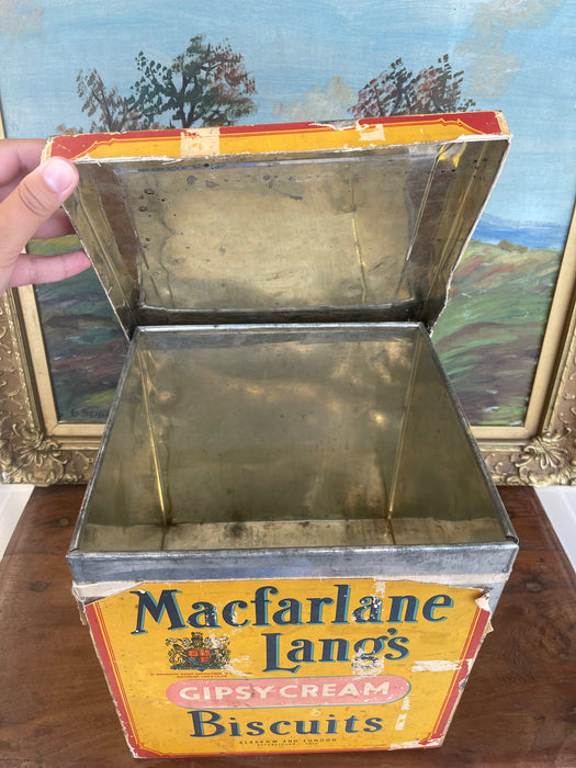 Antique Macfarlane Lang's Gipsy Cream Biscuit Tin Box, Early 20th Century, Glasgow & London