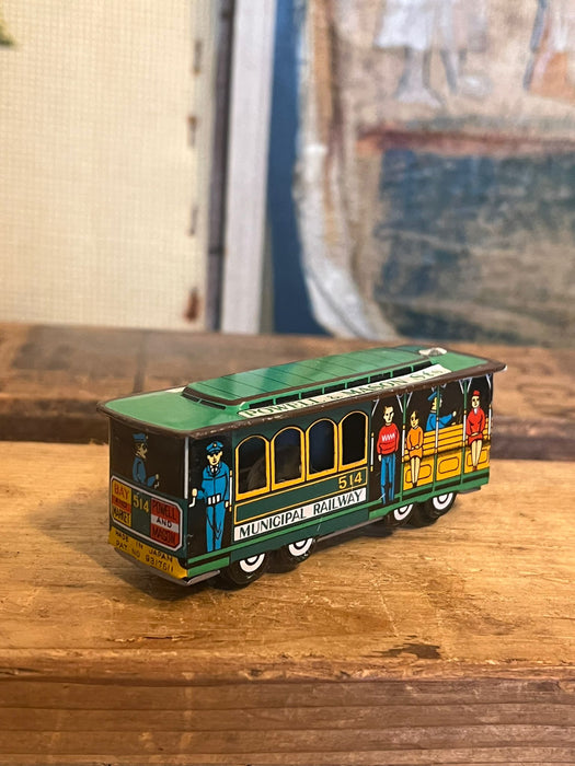 Vintage Tin Toy Train Trolley Car Powell & Mason Sts. Municipal Railway 514