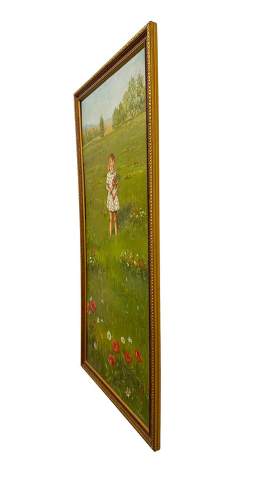 Original 1970 "Springtime" Oil Painting by J. Dembrow – Vintage Redbook Magazine Illustration Art
