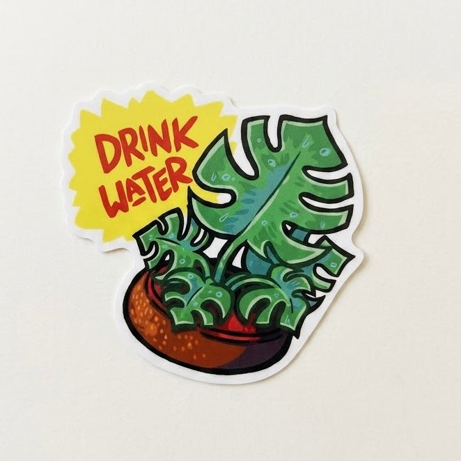 Drink Water Plant Vinyl Die-Cut Sticker