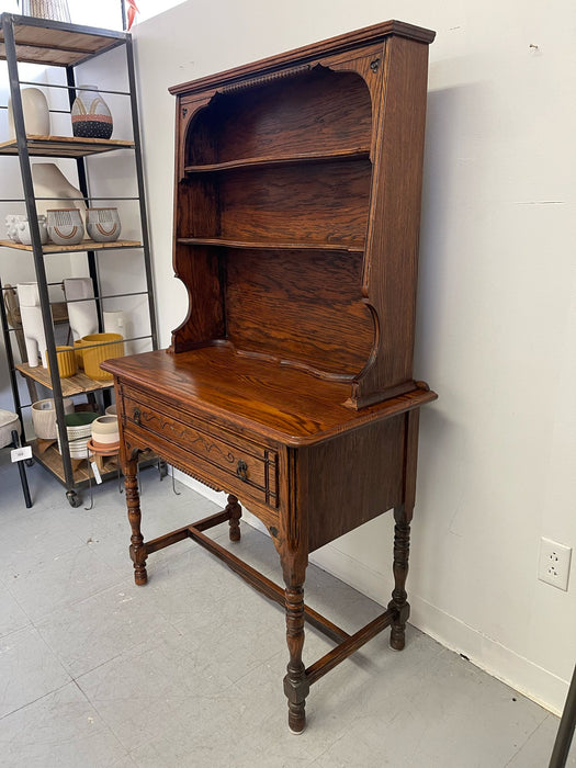 Vintage Early American Style Two Piece Hutch and Console Table.