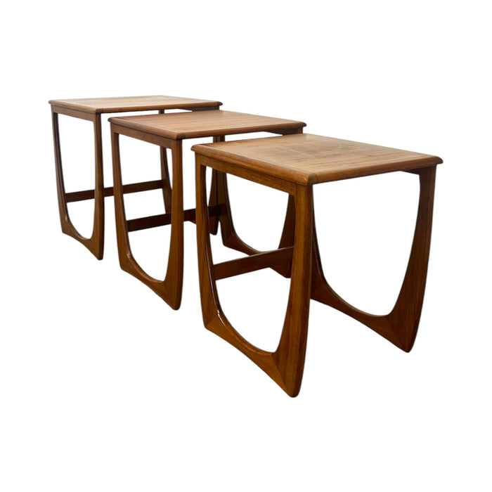 Mid-Century Modern Teak Nesting Tables | Vintage Danish Style Sculptural Side Tables (Set of 3)