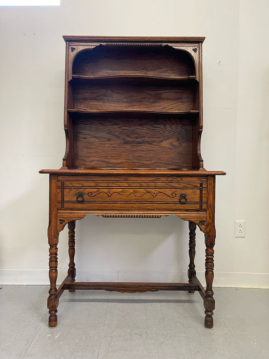 Vintage Early American Style Two Piece Hutch and Console Table.