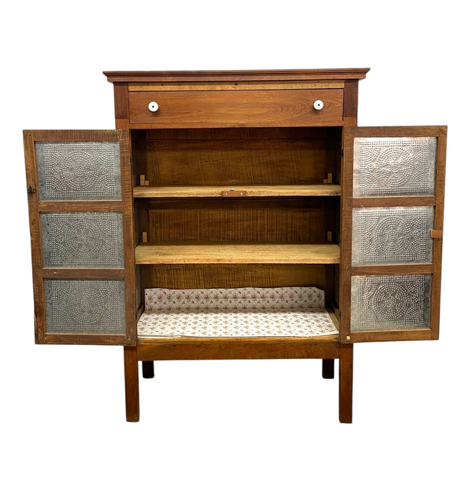 Wood and Metal Pie Cabinet with Fixed Interior Shelves (Available for Online Purchase Only)