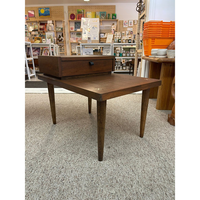 Vintage Mid Century Modern Pair of End Tables by American of Martinsville With Metal Inlay Accent.
