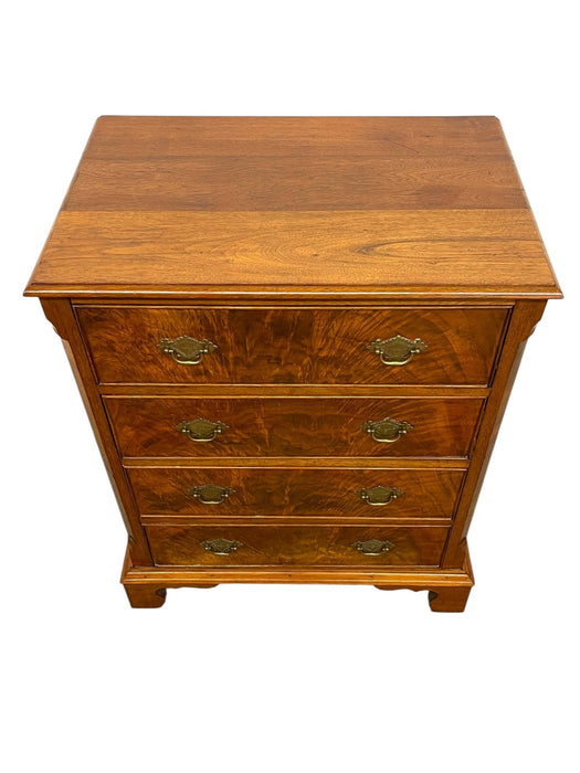 Vintage Four Drawer Chest with Figured Veneer, Dovetailed Drawers and Brass-Toned Hardware UK Import