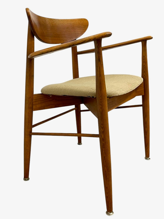 Vintage Mid-Century Modern Sculptural Armchair with Upholstered Seat