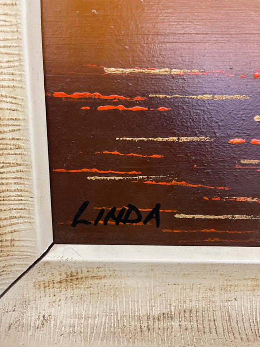 Framed Modern Coastal Sailboat Landscape Painting Signed "Linda" - Abstract
Seascape Wall Art